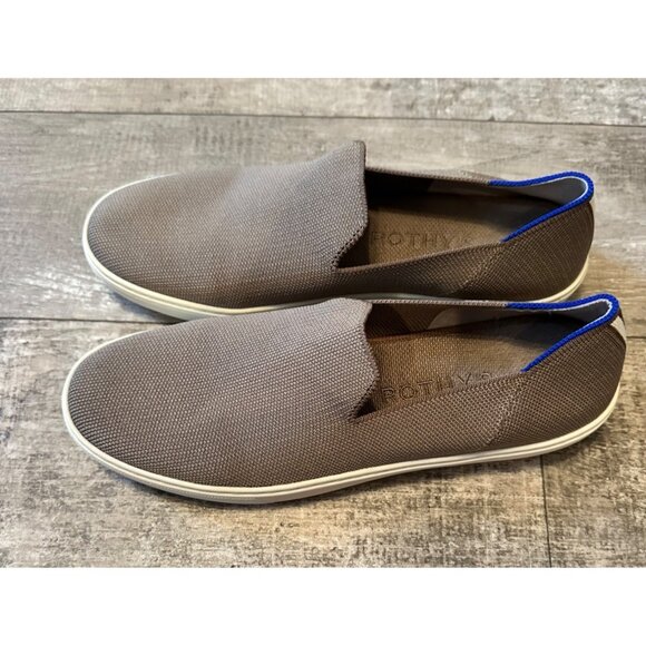 Rothys Slip On Sneakers Loafer Womens Size 11 Brown Knit Upper Blue Accent Strip - Picture 7 of 10